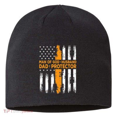 Jesus God Religious Man Of God Husband Dad Protector Sustainable Beanie