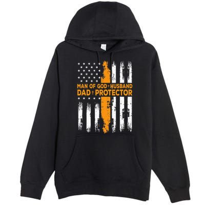 Jesus God Religious Man Of God Husband Dad Protector Premium Pullover Hoodie