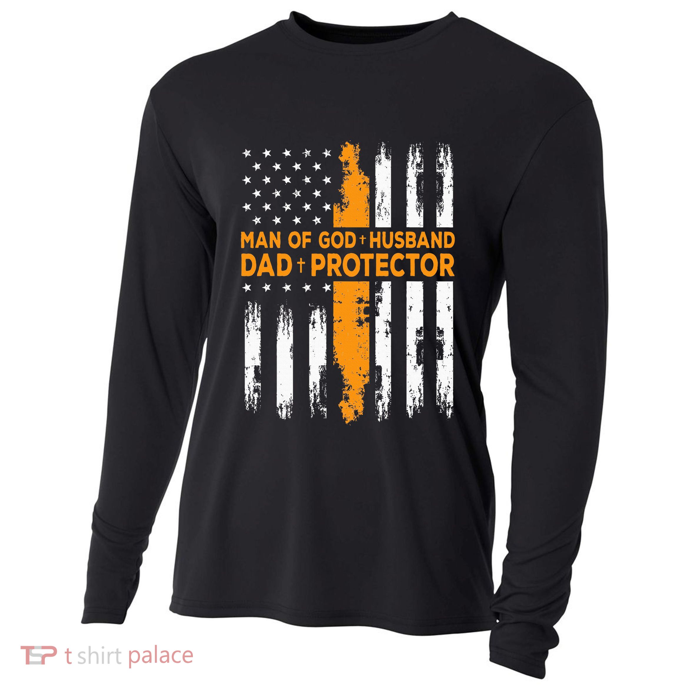 Jesus God Religious Man Of God Husband Dad Protector Cooling Performance Long Sleeve Crew