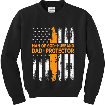 Jesus God Religious Man Of God Husband Dad Protector Kids Sweatshirt