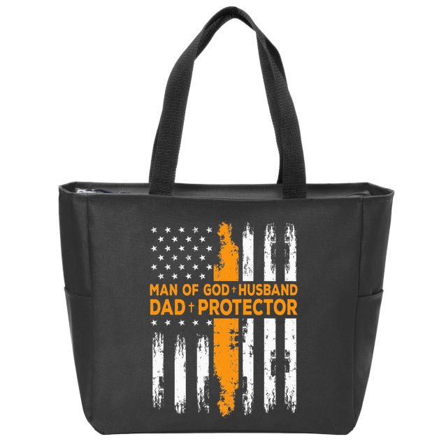 Jesus God Religious Man Of God Husband Dad Protector Zip Tote Bag