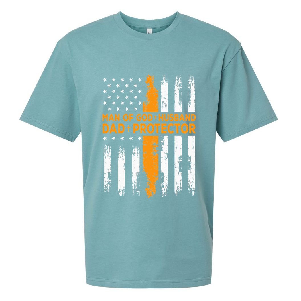 Jesus God Religious Man Of God Husband Dad Protector Sueded Cloud Jersey T-Shirt