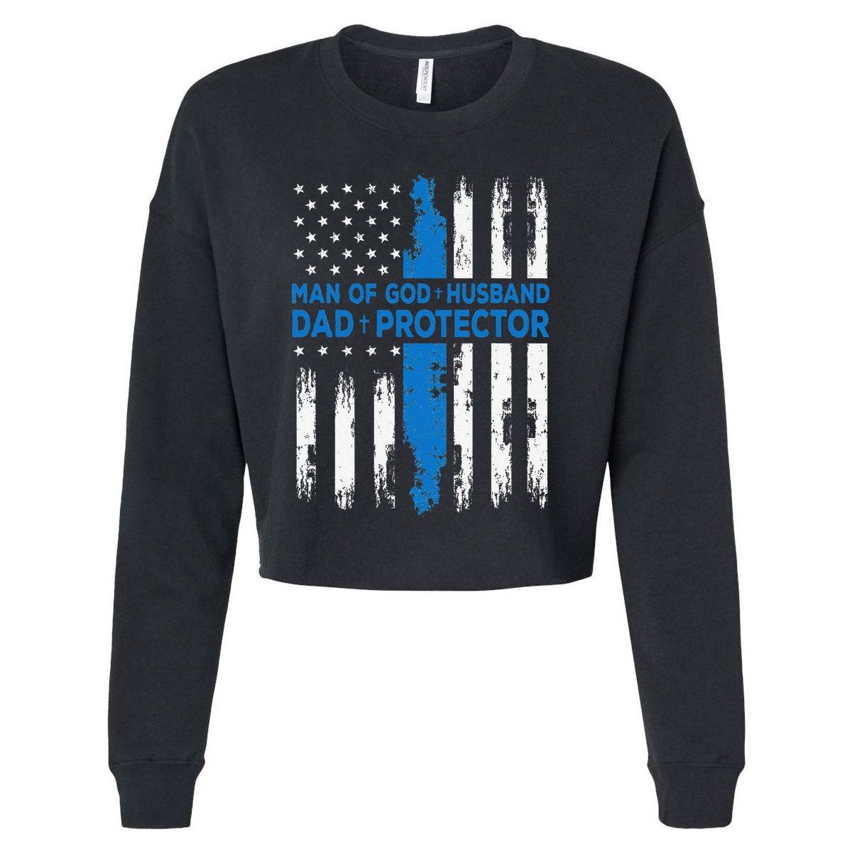 Jesus God Religious Man Of God Husband Dad Protector Cropped Pullover Crew
