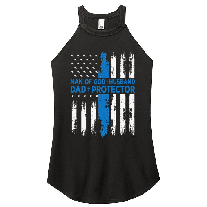 Jesus God Religious Man Of God Husband Dad Protector Women's Perfect Tri Rocker Tank