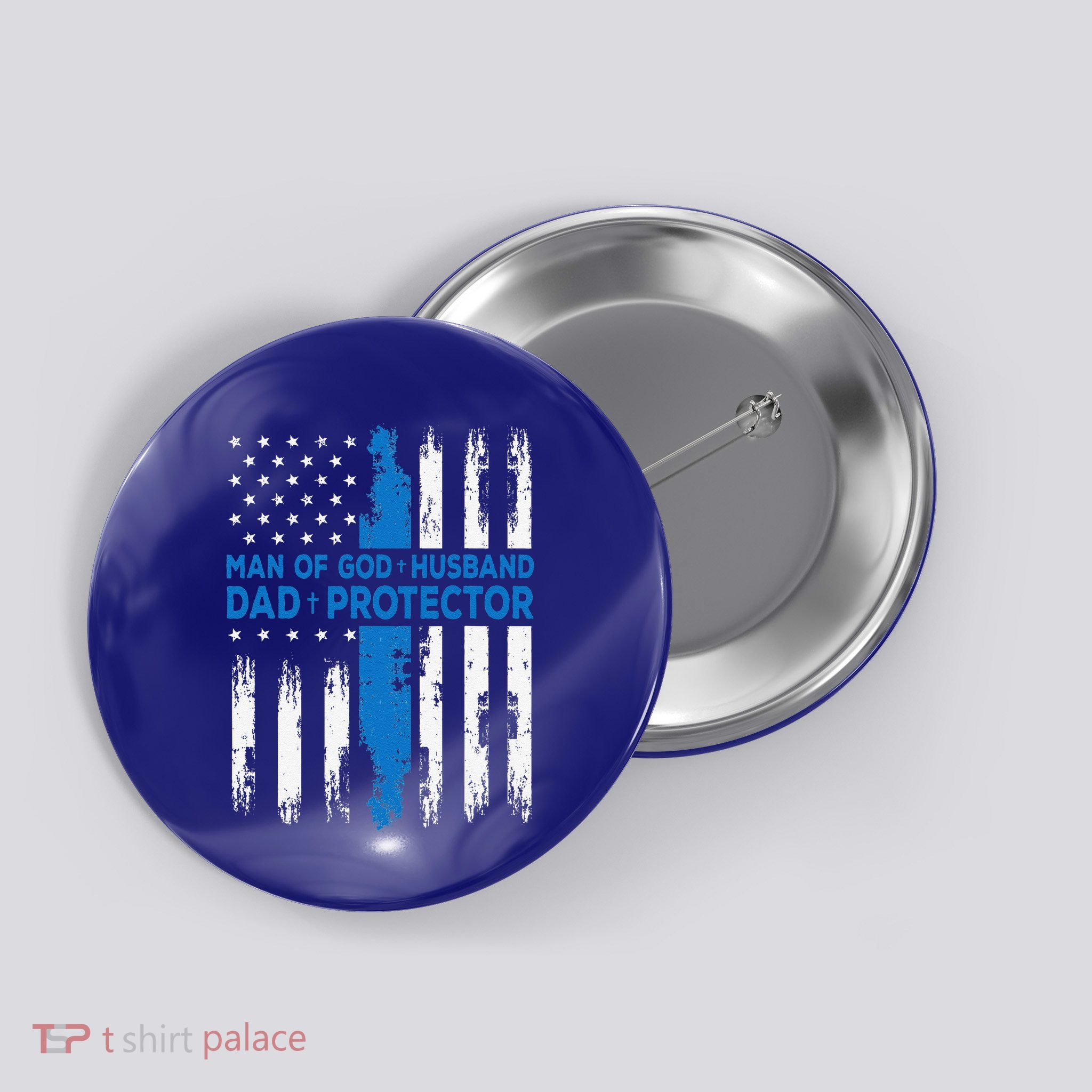 Jesus God Religious Man Of God Husband Dad Protector Button