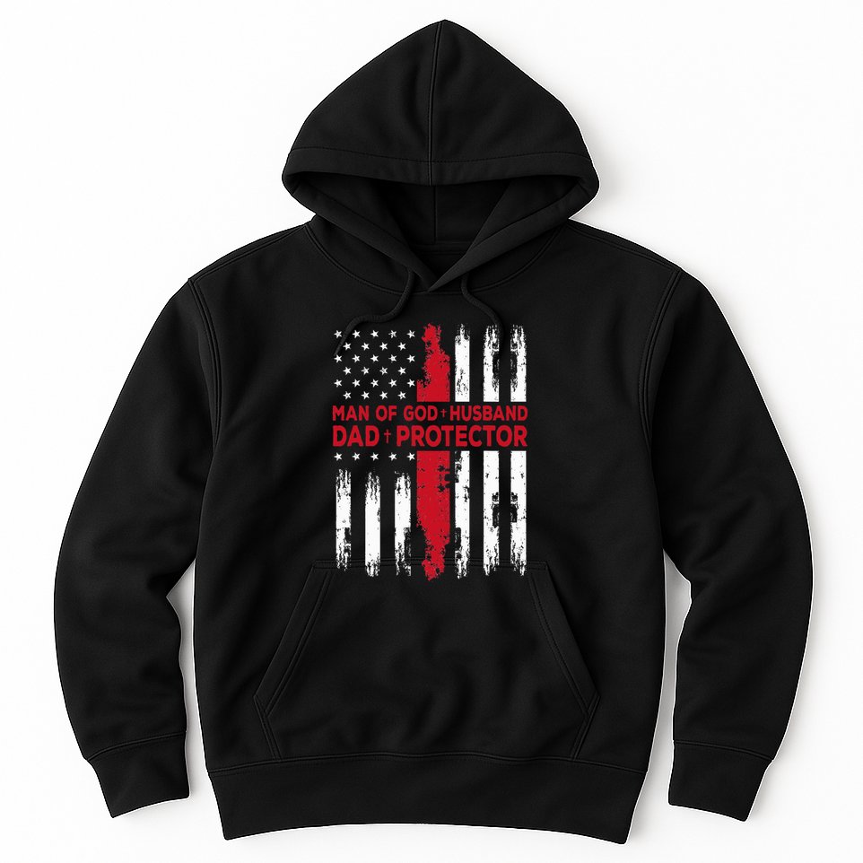 Jesus God Religious Man Of God Husband Dad Protector Hoodie