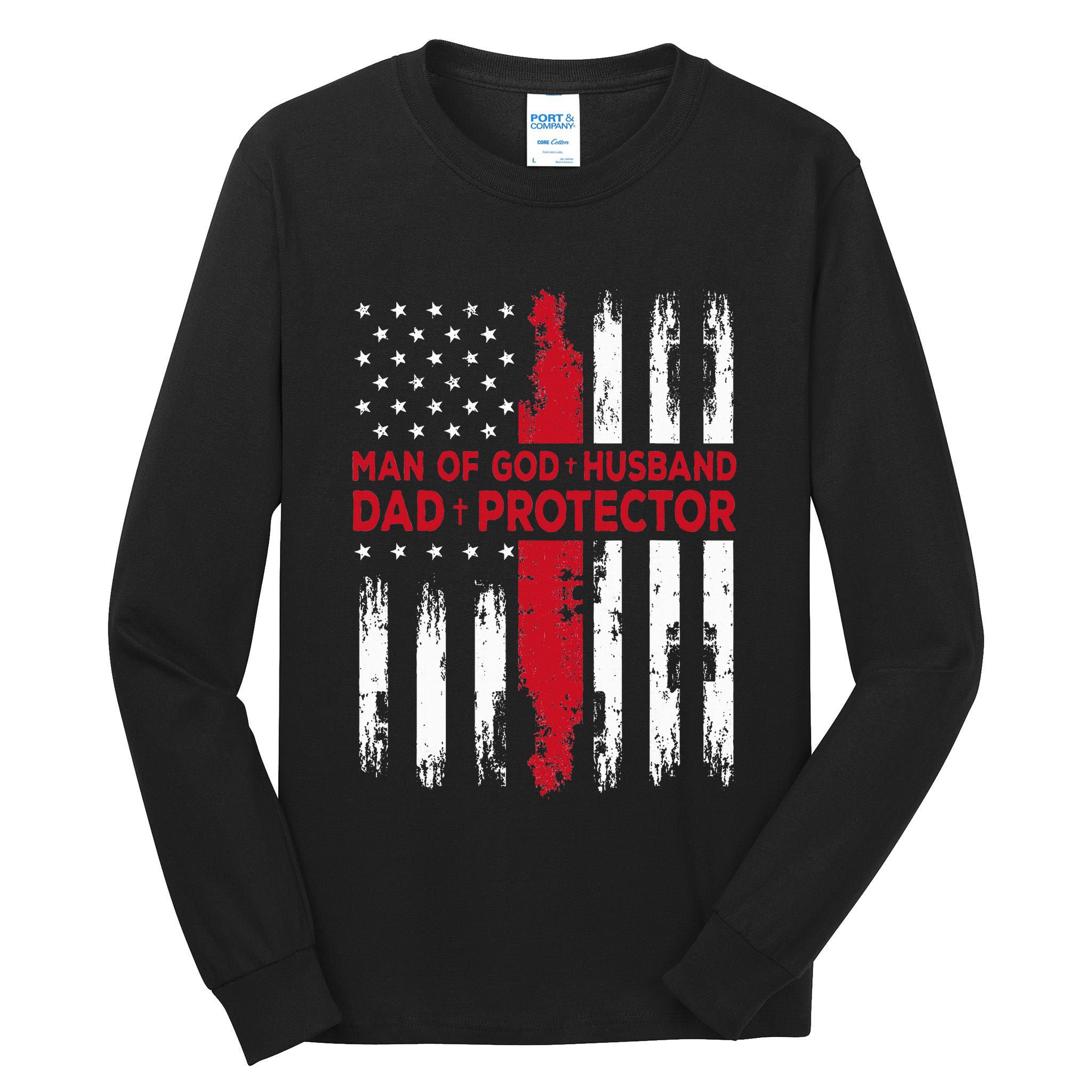 Jesus God Religious Man Of God Husband Dad Protector Tall Long Sleeve T-Shirt