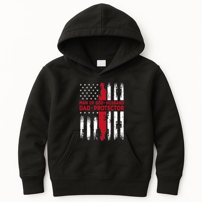 Jesus God Religious Man Of God Husband Dad Protector Kids Hoodie