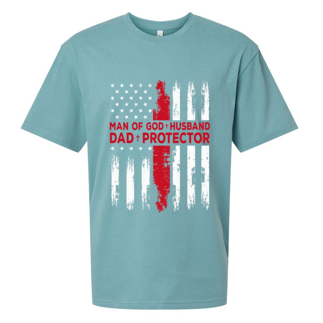 Jesus God Religious Man Of God Husband Dad Protector Sueded Cloud Jersey T-Shirt