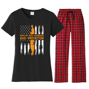 Jesus God Religious Man Of God Husband Dad Protector Women's Flannel Pajama Set