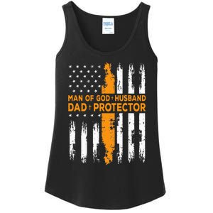 Jesus God Religious Man Of God Husband Dad Protector Ladies Essential Tank