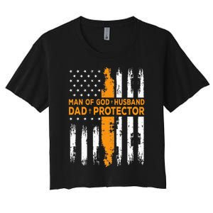 Jesus God Religious Man Of God Husband Dad Protector Women's Crop Top Tee