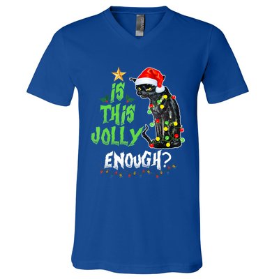 Jolly Grumpy Santa Cat Funny Christmas Cat Lover Funny Gift Great Gift V-Neck T-Shirt