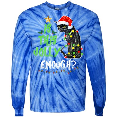 Jolly Grumpy Santa Cat Funny Christmas Cat Lover Funny Gift Great Gift Tie-Dye Long Sleeve Shirt