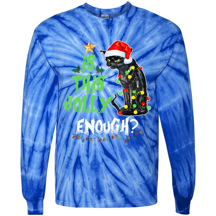 Jolly Grumpy Santa Cat Funny Christmas Cat Lover Funny Gift Great Gift Tie-Dye Long Sleeve Shirt