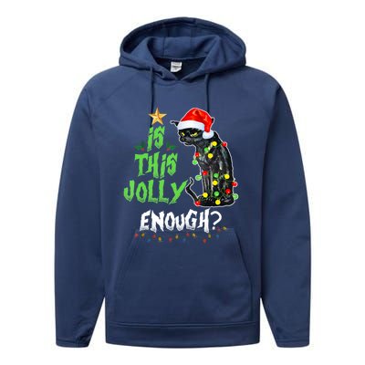 Jolly Grumpy Santa Cat Funny Christmas Cat Lover Funny Gift Great Gift Performance Fleece Hoodie