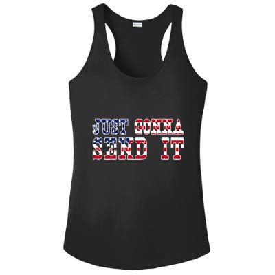 Just Gonna Send It Vintage American Flag Patriotic Gift Ladies PosiCharge Competitor Racerback Tank