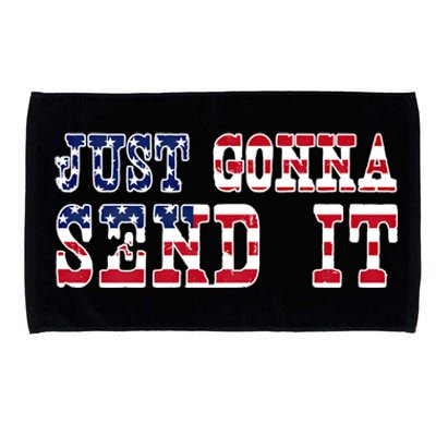 Just Gonna Send It Vintage American Flag Patriotic Gift Microfiber Hand Towel