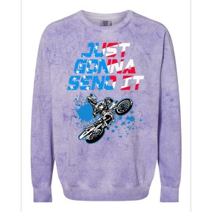 Just Gonna Send It Motocross Dirt Bike Colorblast Crewneck Sweatshirt