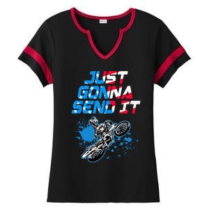 Just Gonna Send It Motocross Dirt Bike Ladies Halftime Notch Neck Tee