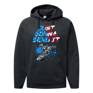 Just Gonna Send It Motocross Dirt Bike Performance Fleece Hoodie