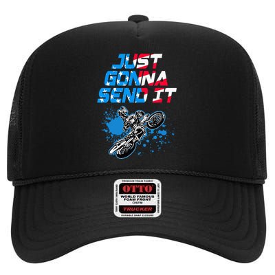 Just Gonna Send It Motocross Dirt Bike High Crown Mesh Back Trucker Hat