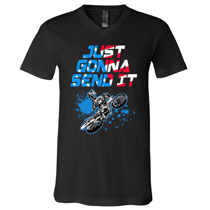 Just Gonna Send It Motocross Dirt Bike V-Neck T-Shirt