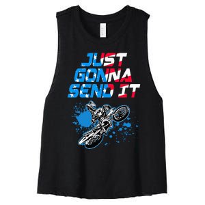 Just Gonna Send It Motocross Dirt Bike Women's Racerback Cropped Tank