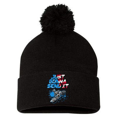 Just Gonna Send It Motocross Dirt Bike Pom Pom 12in Knit Beanie