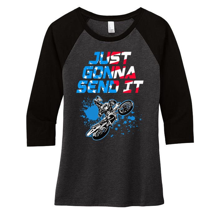 Just Gonna Send It Motocross Dirt Bike Women's Tri-Blend 3/4-Sleeve Raglan Shirt