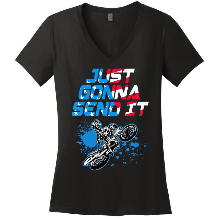 Just Gonna Send It Motocross Dirt Bike Women's V-Neck T-Shirt