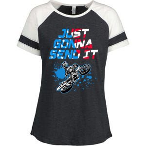 Just Gonna Send It Motocross Dirt Bike Enza Ladies Jersey Colorblock Tee