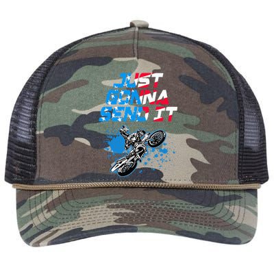 Just Gonna Send It Motocross Dirt Bike Retro Rope Trucker Hat Cap