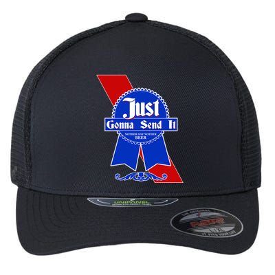 Just Gonna Send It Nother Day Nother Beer Blue Ribbon Flexfit Unipanel Trucker Cap