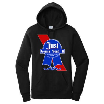 Just Gonna Send It Nother Day Nother Beer Blue Ribbon Women's Pullover Hoodie