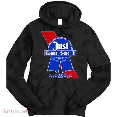 Just Gonna Send It Nother Day Nother Beer Blue Ribbon Tie Dye Hoodie