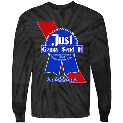 Just Gonna Send It Nother Day Nother Beer Blue Ribbon Tie-Dye Long Sleeve Shirt