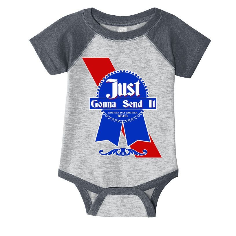 Just Gonna Send It Nother Day Nother Beer Blue Ribbon Infant Baby Jersey Bodysuit