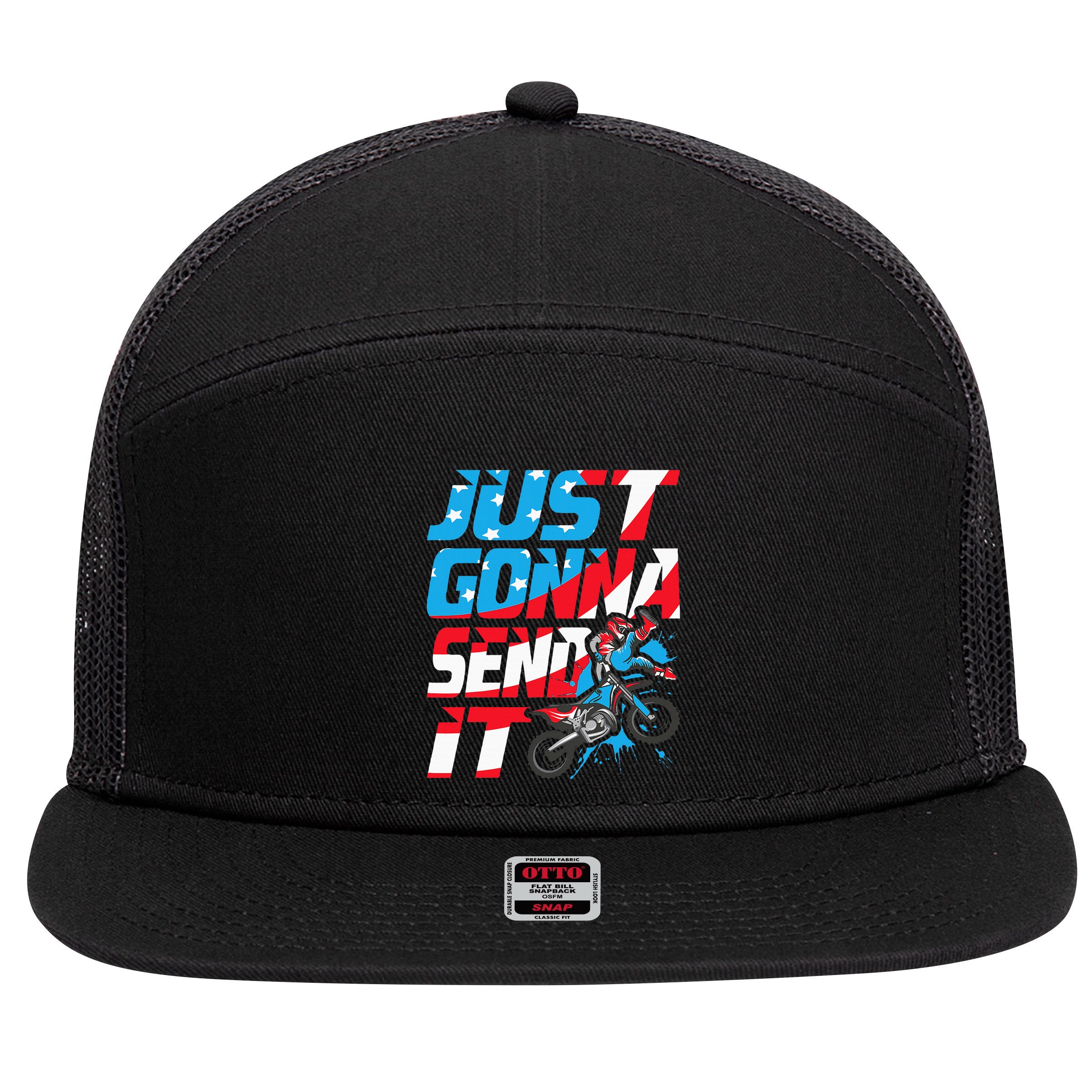 Just Gonna Send It Dirt Bike Mx Biker Rider Motocross 7 Panel Mesh Trucker Snapback Hat