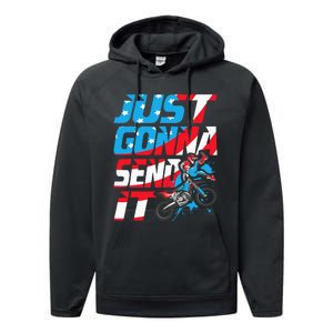 Just Gonna Send It Dirt Bike Mx Biker Rider Motocross Performance Fleece Hoodie