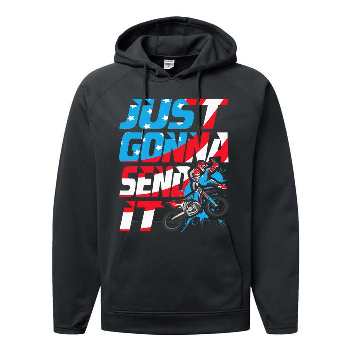 Just Gonna Send It Dirt Bike Mx Biker Rider Motocross Performance Fleece Hoodie