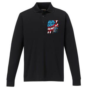 Just Gonna Send It Dirt Bike Mx Biker Rider Motocross Performance Long Sleeve Polo