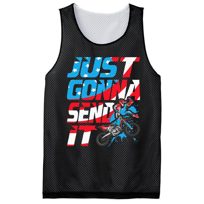 Just Gonna Send It Dirt Bike Mx Biker Rider Motocross Mesh Reversible Basketball Jersey Tank