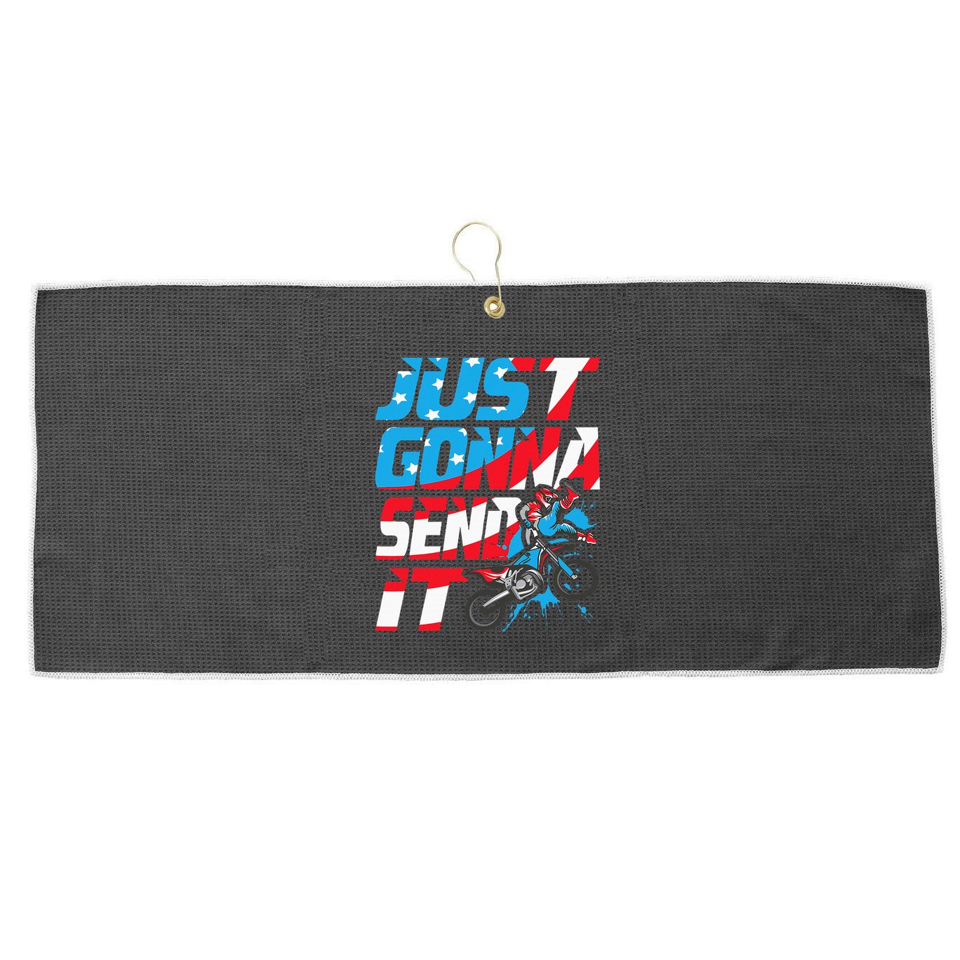Just Gonna Send It Dirt Bike Mx Biker Rider Motocross Large Microfiber Waffle Golf Towel