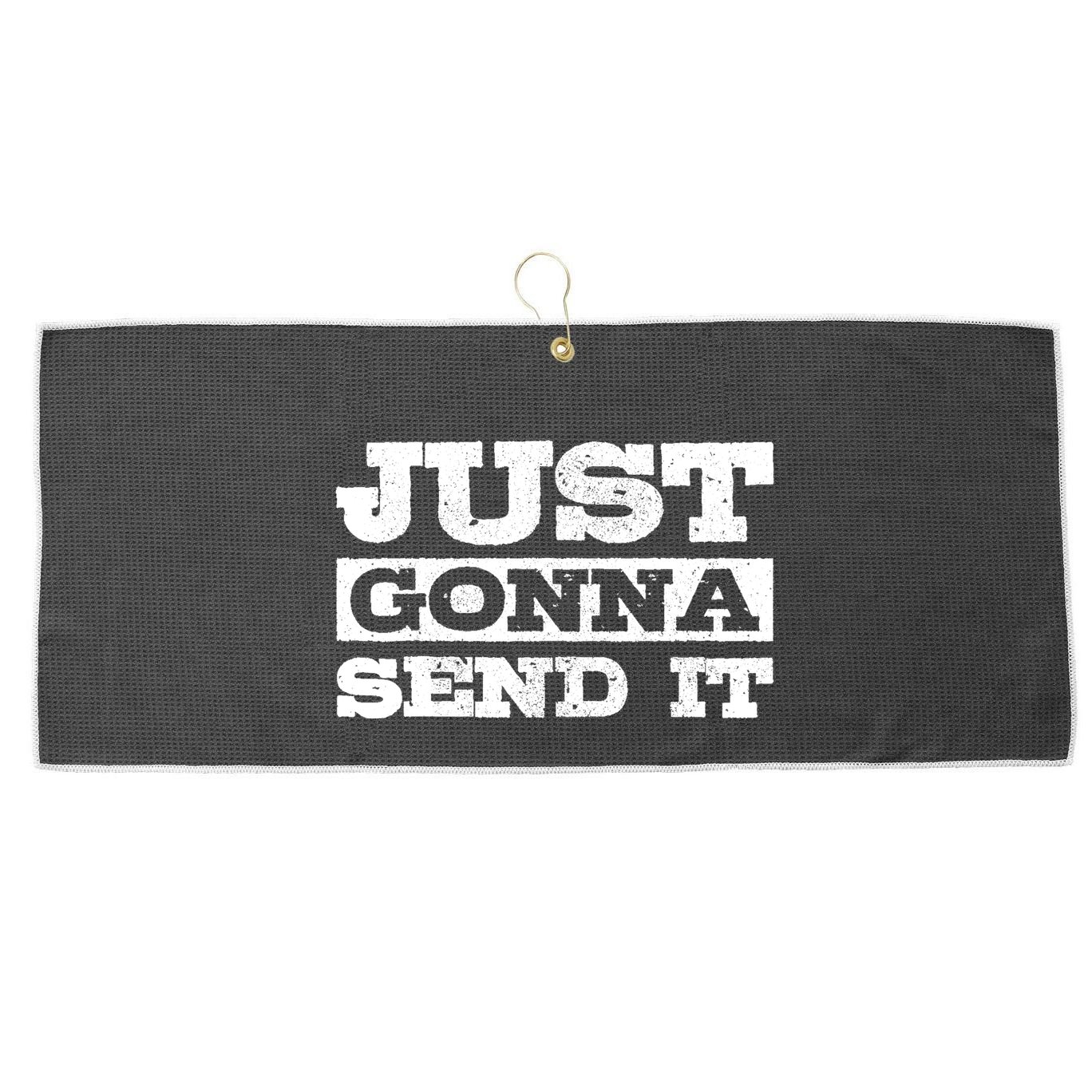Just Gonna Send It Motocross Mountain Bike Ski Snowboard BMX Large Microfiber Waffle Golf Towel