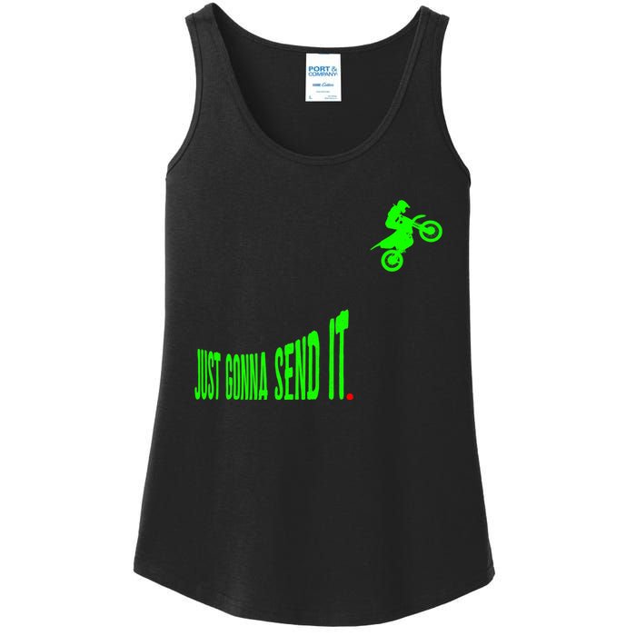 Just Gonna Send It Funny Motocross Dirt Bike Meme Biker Gift Ladies Essential Tank