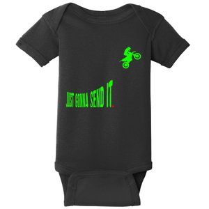 Just Gonna Send It Funny Motocross Dirt Bike Meme Biker Gift Baby Bodysuit