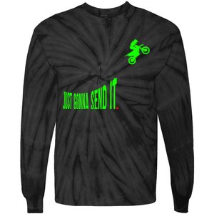 Just Gonna Send It Funny Motocross Dirt Bike Meme Biker Gift Tie-Dye Long Sleeve Shirt