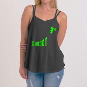 Just Gonna Send It Funny Motocross Dirt Bike Meme Biker Gift Women's Strappy Tank