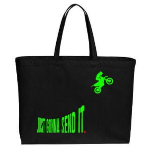 Just Gonna Send It Funny Motocross Dirt Bike Meme Biker Gift Cotton Canvas Jumbo Tote